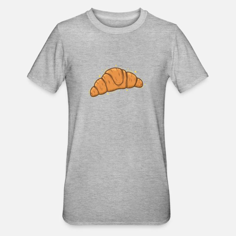 Brot Bäcker Hörnchen Coissant Backware - Unisex Polycotton T-Shirt - Grau meliert