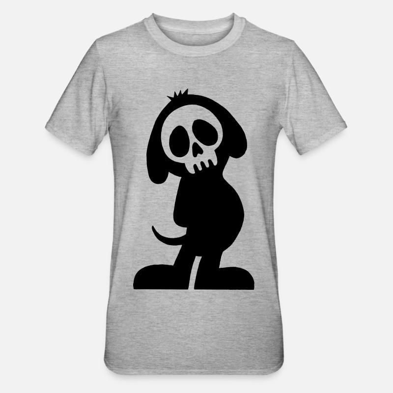 Schwarzer Hundeschädel - Unisex Polycotton T-Shirt - Grau meliert
