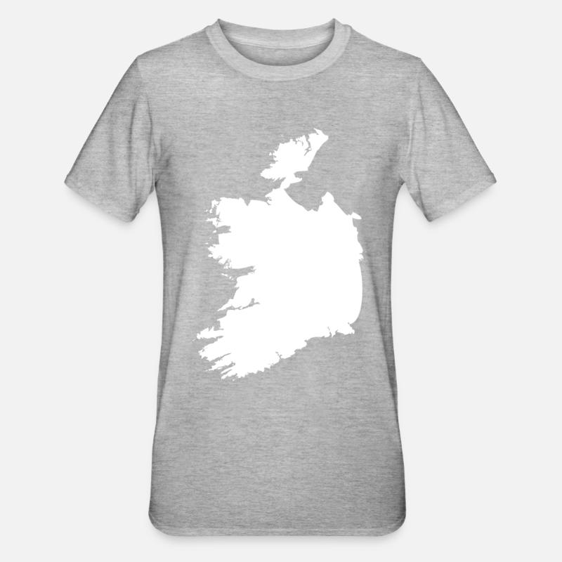 Drapeau de carte d'Irlande - T-shirt polycoton Unisexe - gris chiné