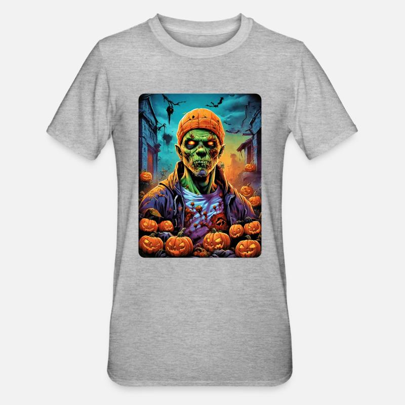 Modèle vierge de zombie d’Halloween 1.7 - T-shirt polycoton Unisexe - gris chiné