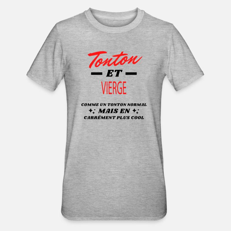 Tonton et VIERGE - T-shirt polycoton Unisexe - gris chiné