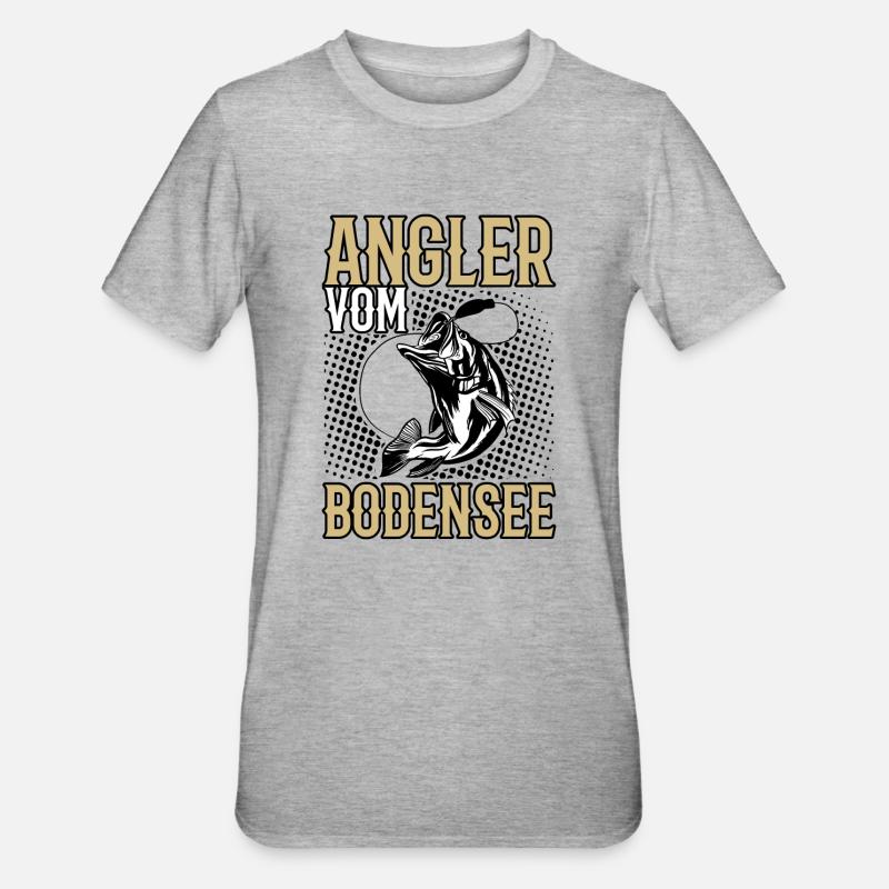 Angler Bodensee - Unisex Polycotton T-Shirt - Grau meliert