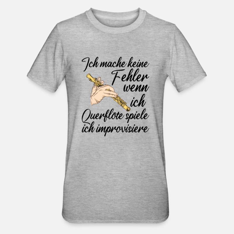 Querflöte - Unisex Polycotton T-Shirt - Grau meliert