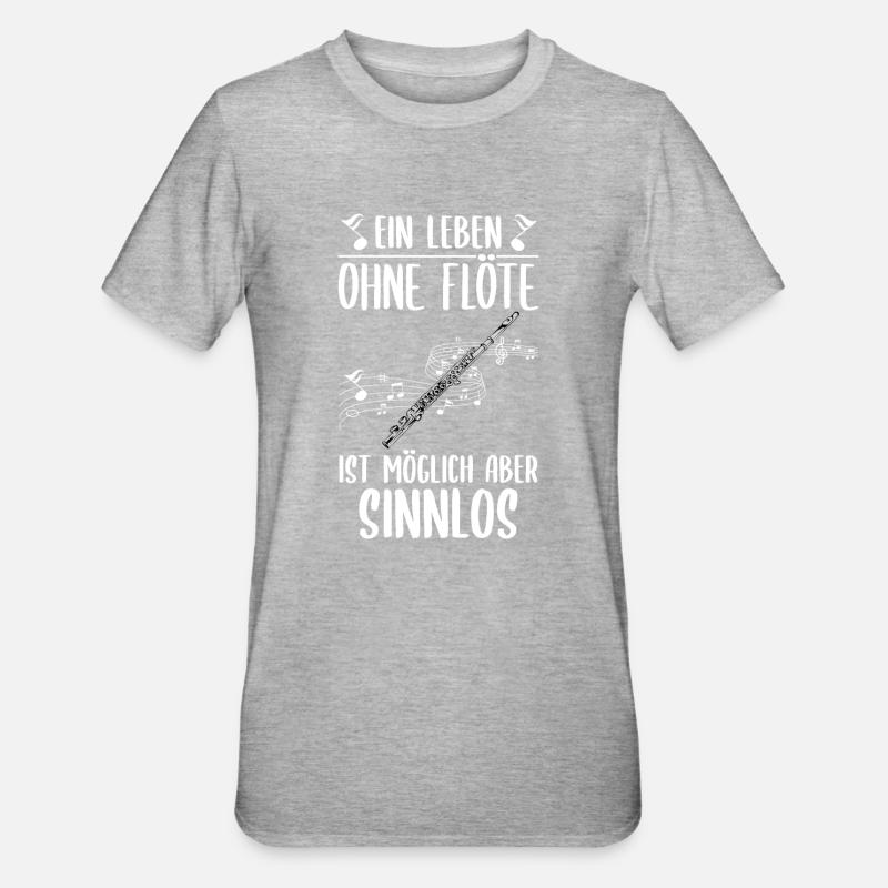 Querflöte - Unisex Polycotton T-Shirt - Grau meliert