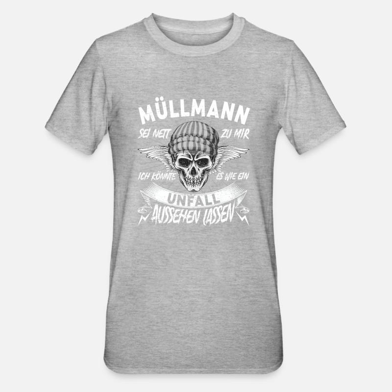 Müllmann - Unisex Polycotton T-Shirt - Grau meliert
