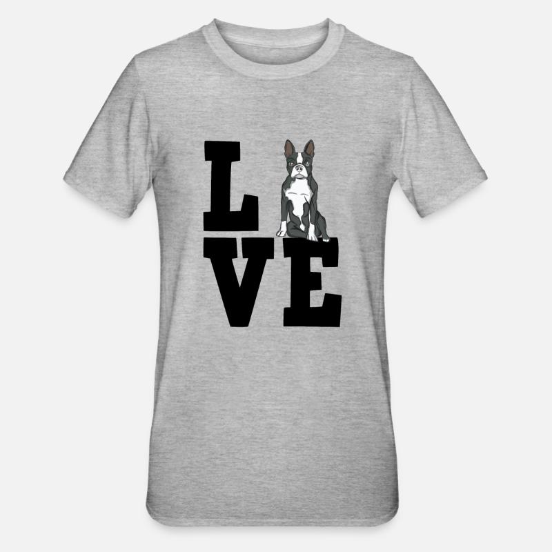 Boston Terrier - T-shirt polycoton Unisexe - gris chiné