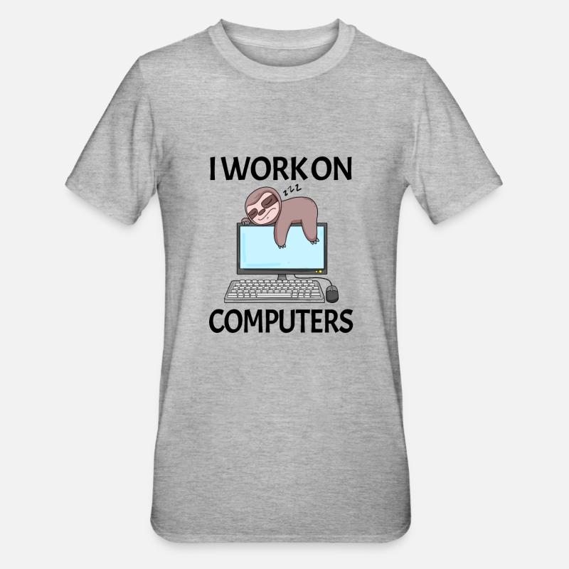 Computer Nerd Programmierer Herren Geschenk - Unisex Polycotton T-Shirt - Grau meliert