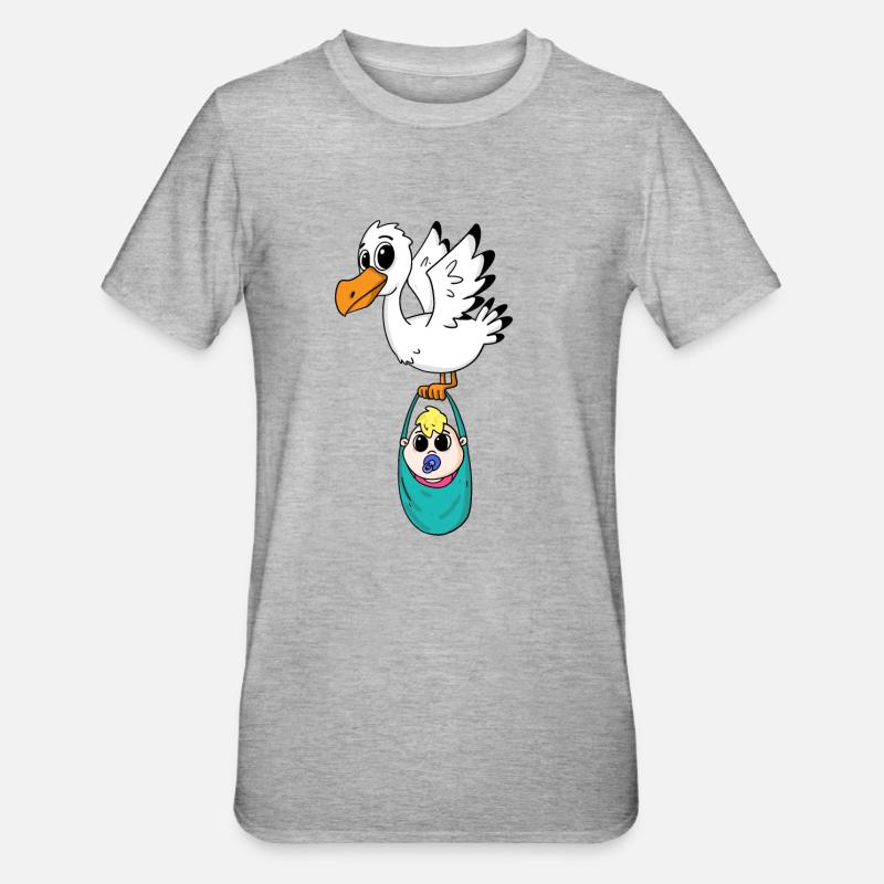 Oiseau avec grossesse de bébé - T-shirt polycoton Unisexe - gris chiné