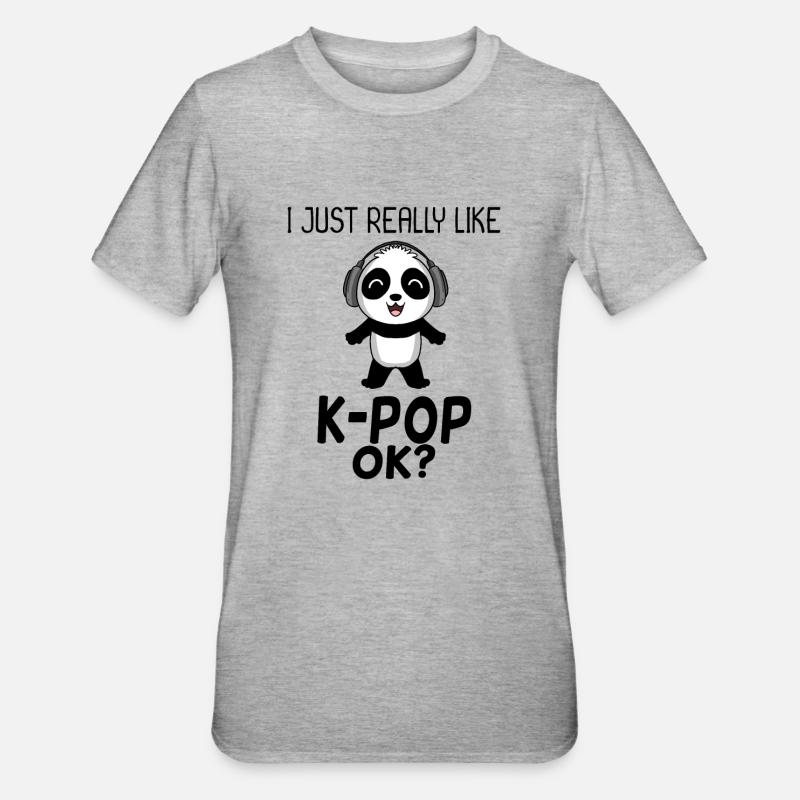 k Pop Dire Panda - T-shirt polycoton Unisexe - gris chiné