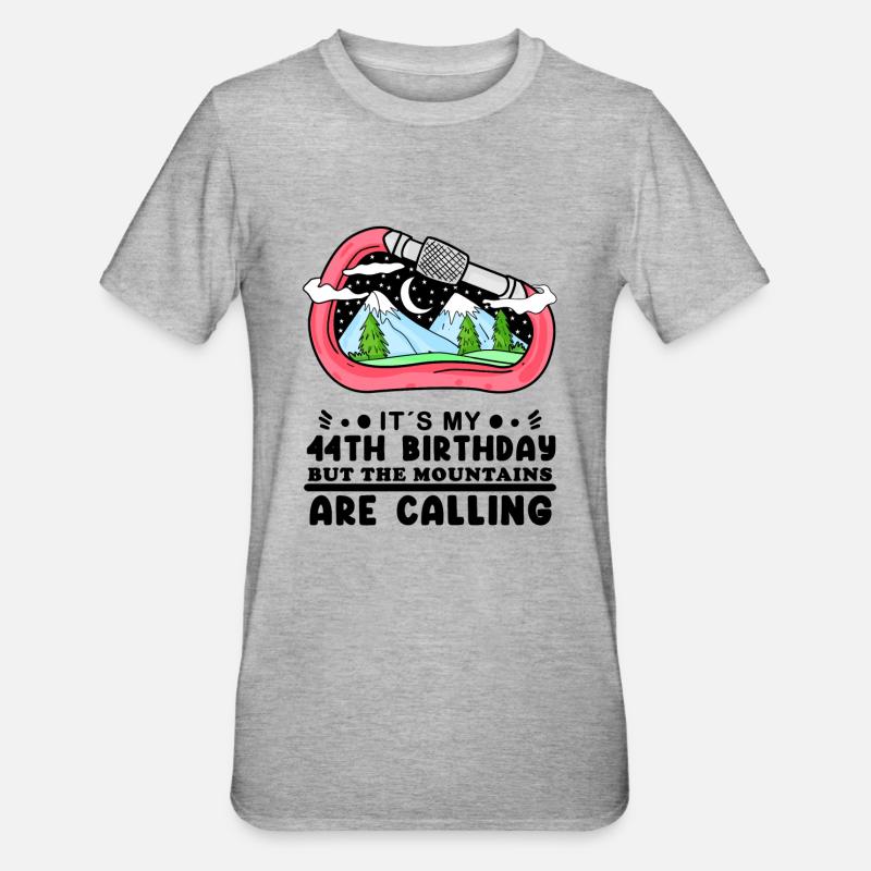 44e anniversaire Mountains 44 ans - T-shirt polycoton Unisexe - gris chiné