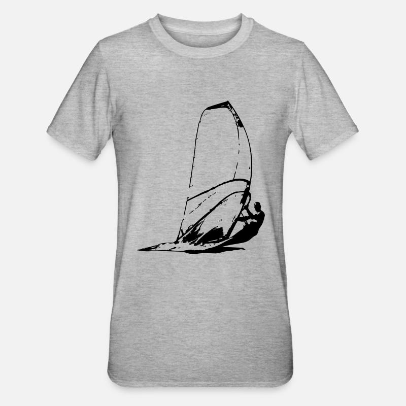 Windsurfing - Surfer - Unisex Polycotton T-Shirt - Grau meliert