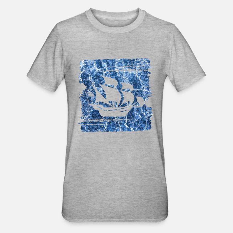 segelschiff e 206 - Unisex Polycotton T-Shirt - Grau meliert