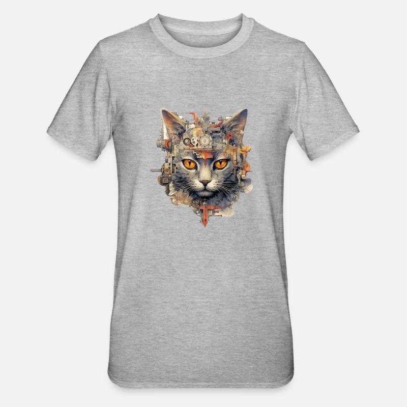 Chat - T-shirt polycoton Unisexe - gris chiné