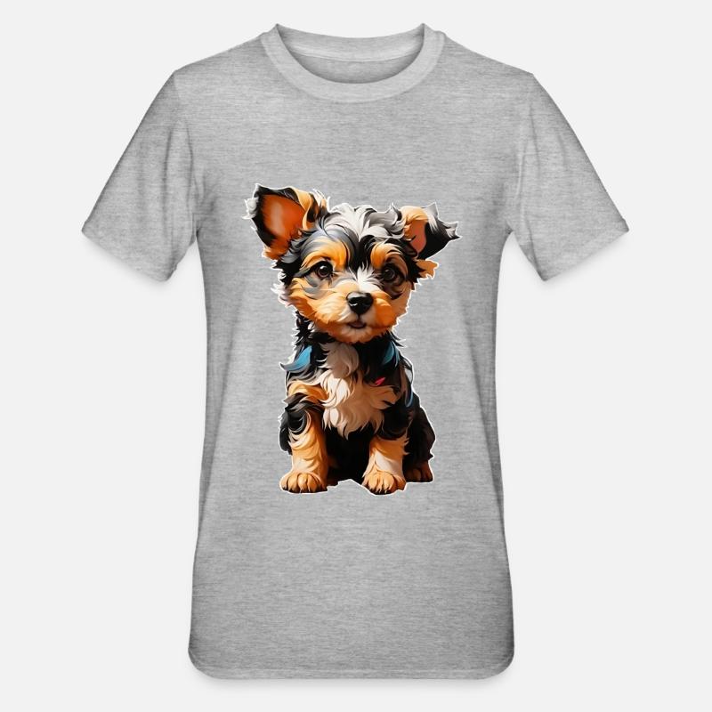 Terrier mignon - T-shirt polycoton Unisexe - gris chiné