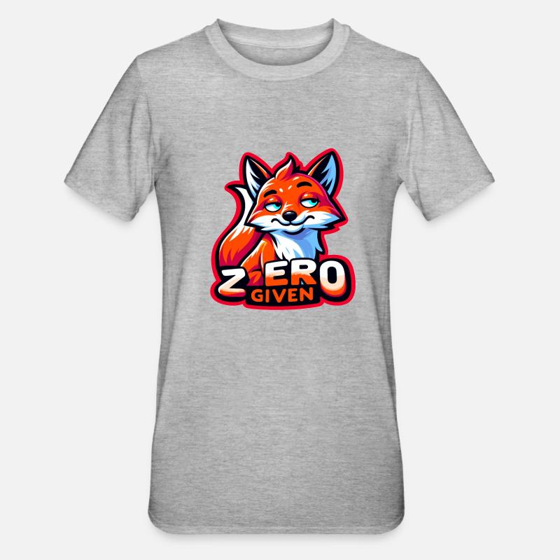 Zéro donné - Illustration de renard - T-shirt polycoton Unisexe - gris chiné