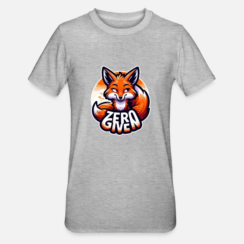 Zero Given - Fox Illustration - Unisex Polycotton T-Shirt - heather grey
