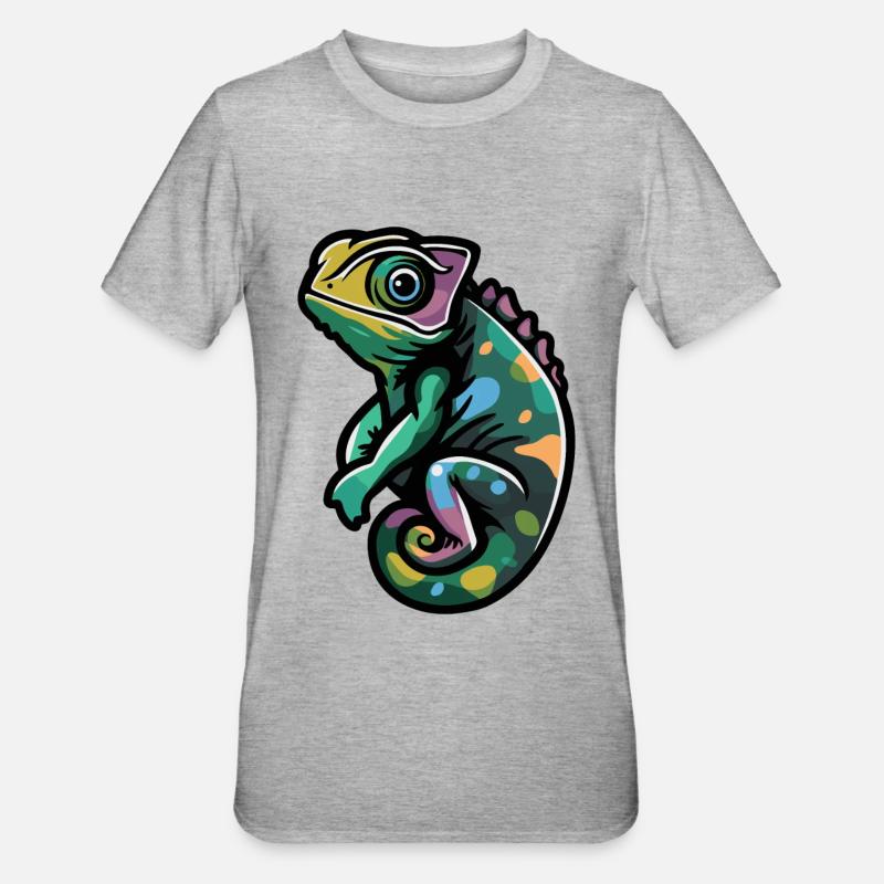 Chameleon Comic - Unisex Polycotton T-Shirt - Grau meliert