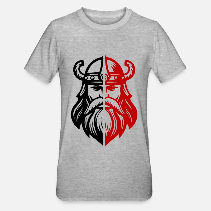 Wikinger Kopf Krieger Valhalla Odin - Unisex Polycotton T-Shirt - Grau meliert