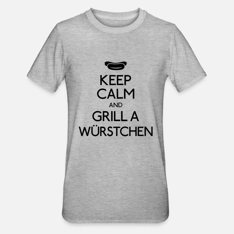 Keep Calm Bratwurst - Unisex Polycotton T-Shirt - Grau meliert
