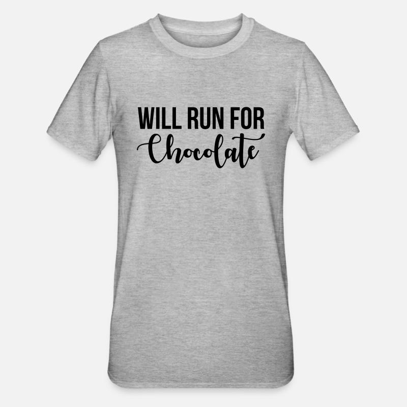 Will run for chocolate - Unisex Polycotton T-Shirt - Grau meliert