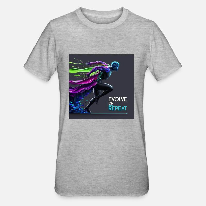 Evolve or Repeat - Unisex Polycotton T-Shirt - Grau meliert