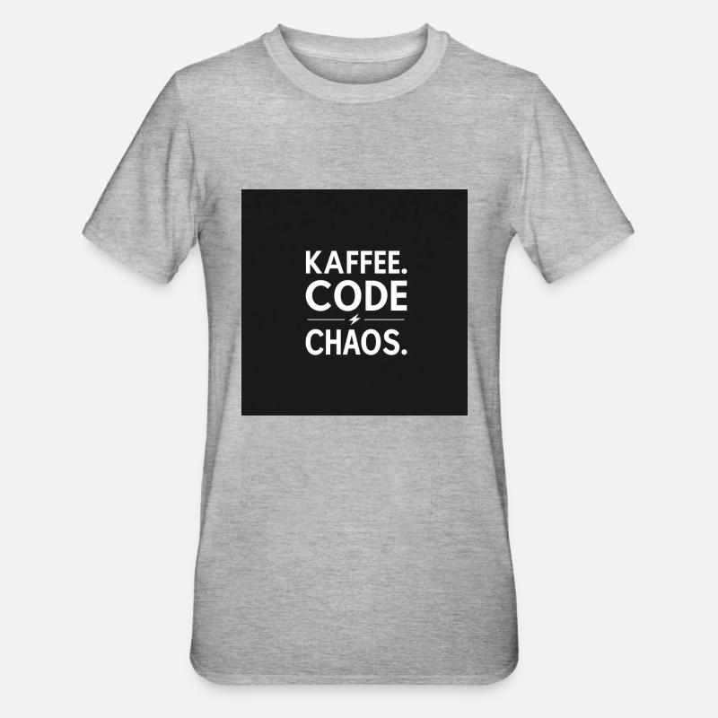 Coffee, Code, Chaos - Unisex Polycotton T-Shirt - heather grey