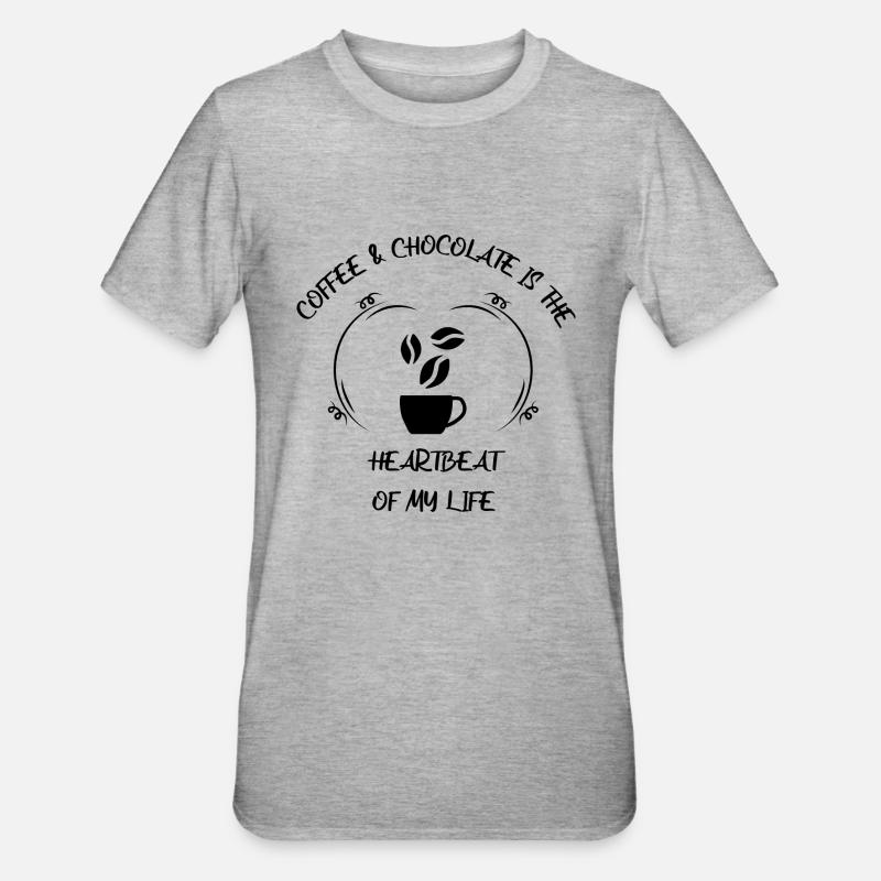 Kaffee Espresso Käffchen & Schokolade - Unisex Polycotton T-Shirt - Grau meliert