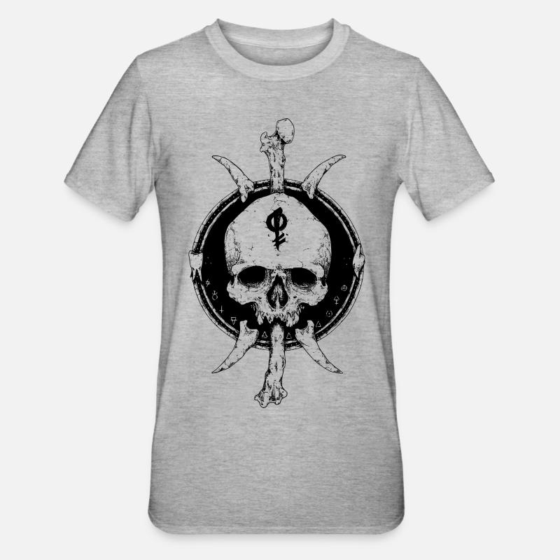 Crâne tatouage classique - T-shirt polycoton Unisexe - gris chiné