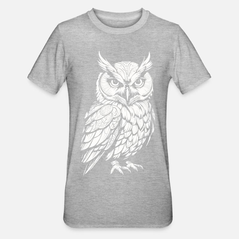 Eule - Unisex Polycotton T-Shirt - Grau meliert