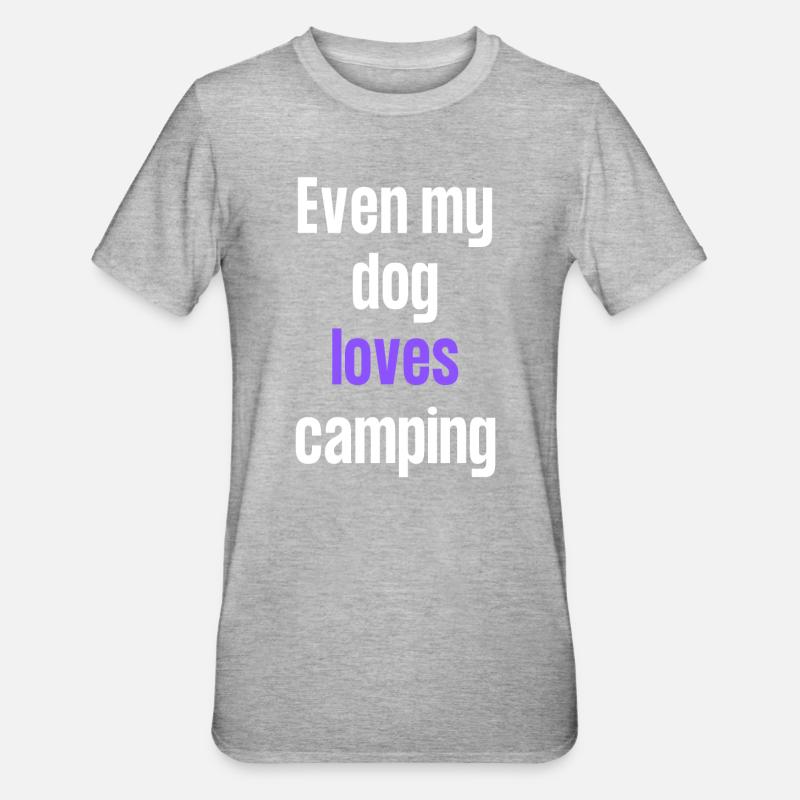 Même mon chien aime le camping - T-shirt polycoton Unisexe - gris chiné