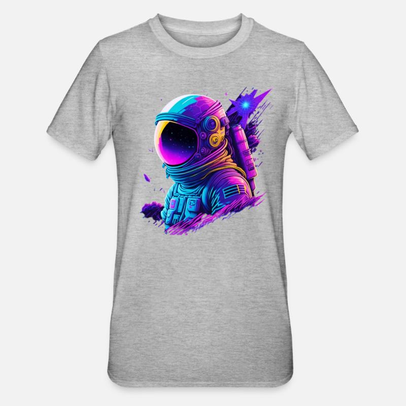 Synthwave Astronaute Space Explorer - T-shirt polycoton Unisexe - gris chiné
