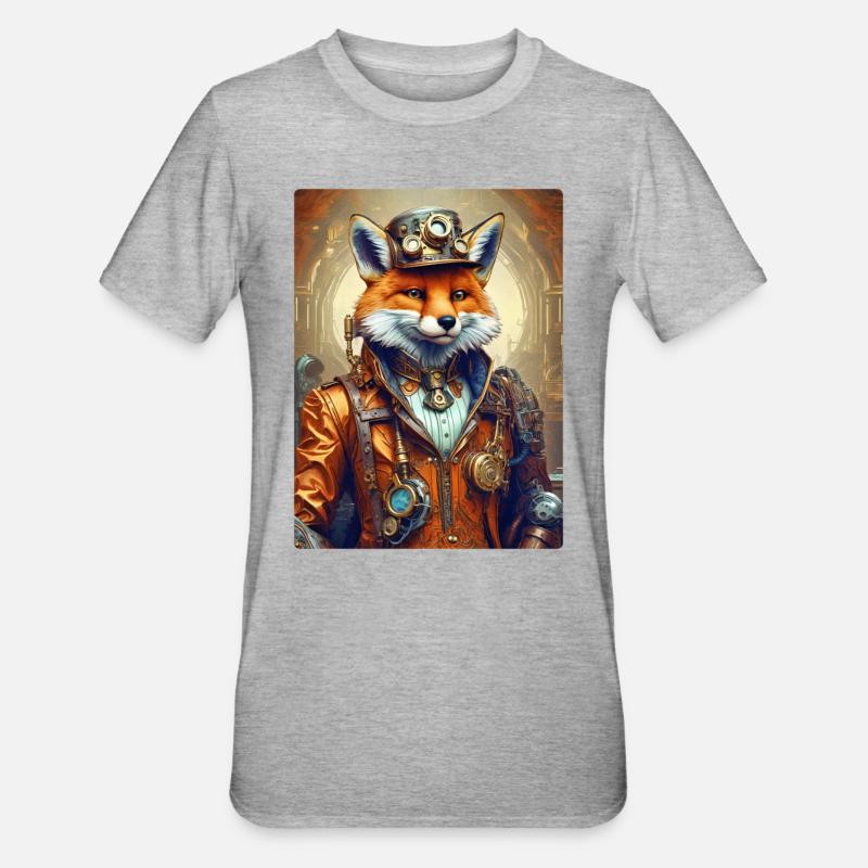 Steampunk Pompier Fox 1.9 - T-shirt polycoton Unisexe - gris chiné