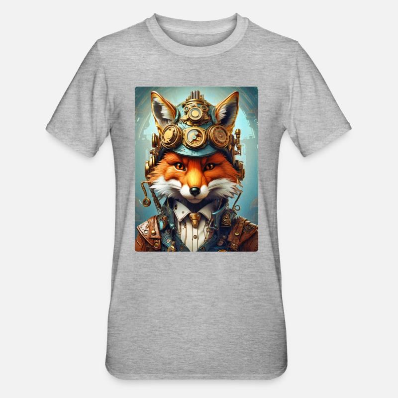 Steampunk Pompier Fox 1.4 - T-shirt polycoton Unisexe - gris chiné