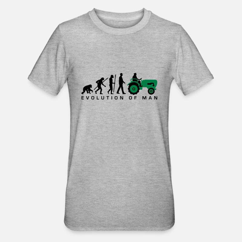 evolution_bauer_mit_traktor_032013_a_2c - Unisex Polycotton T-Shirt - Grau meliert