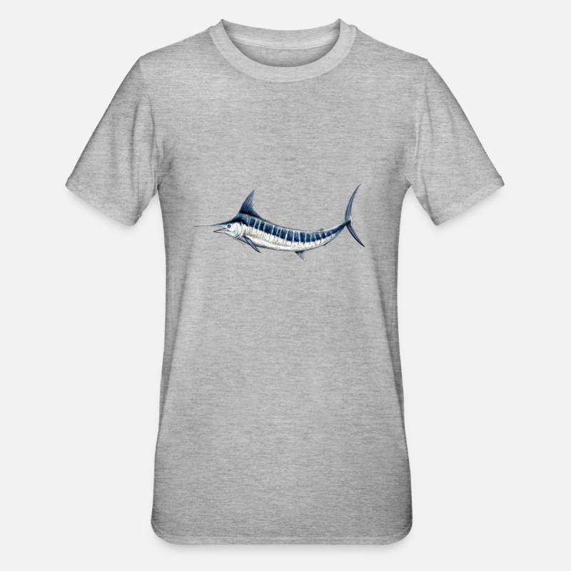 Blue Marlin - marlin bleu - Espadon - Poisson - T-shirt polycoton Unisexe - gris chiné