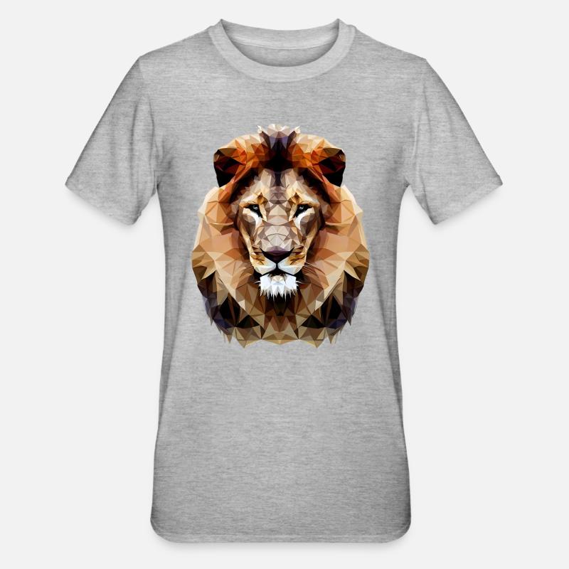 Modern polygon lion - Unisex Polycotton T-Shirt - heather grey