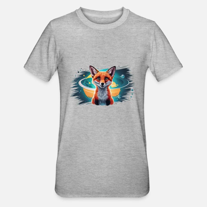 Fuchs - Illustration - Unisex Polycotton T-Shirt - Grau meliert