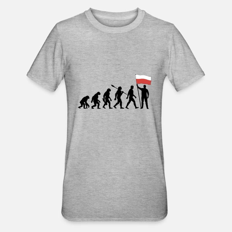 Polen - Evolution - Flagge - Nation - Unisex Polycotton T-Shirt - Grau meliert