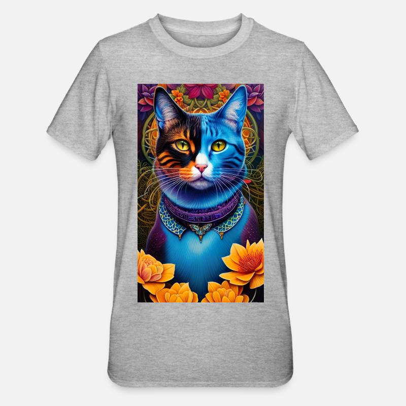Wunderbare Katze - Unisex Polycotton T-Shirt - Grau meliert