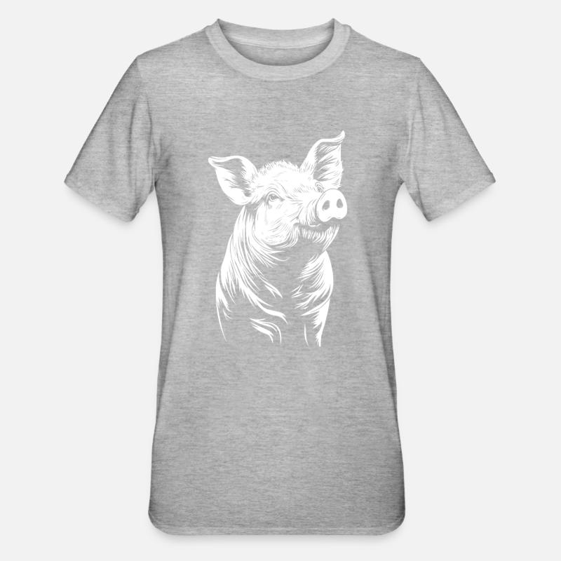 Cochon - T-shirt polycoton Unisexe - gris chiné