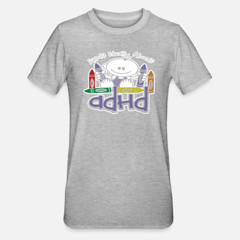 ADHD Crayons - Unisex Polycotton T-Shirt - heather grey