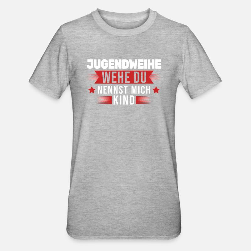 Jugendweihe Konfirmation Jugend Geschenk - Unisex Polycotton T-Shirt - Grau meliert