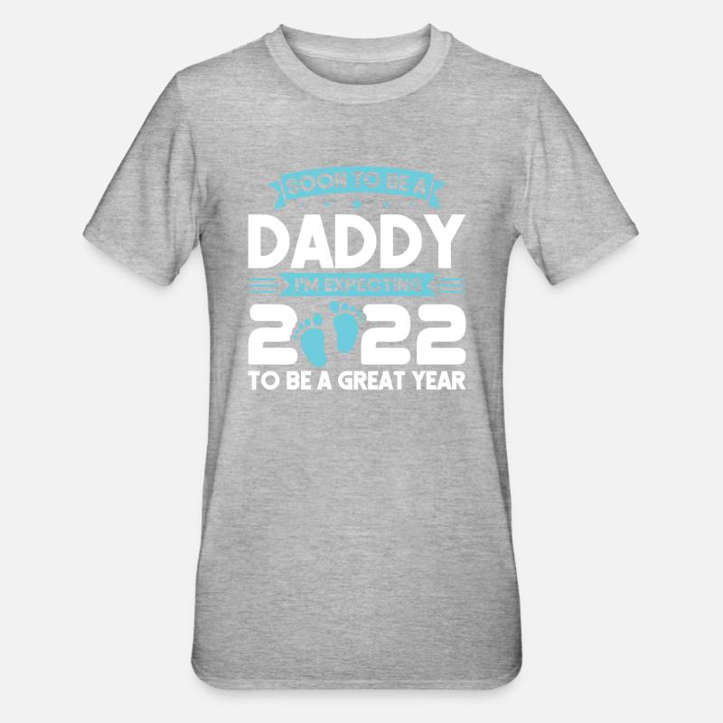 Future Daddy 2022 Future Papa Baby Geschenk - Unisex Polycotton T-Shirt - Grau meliert
