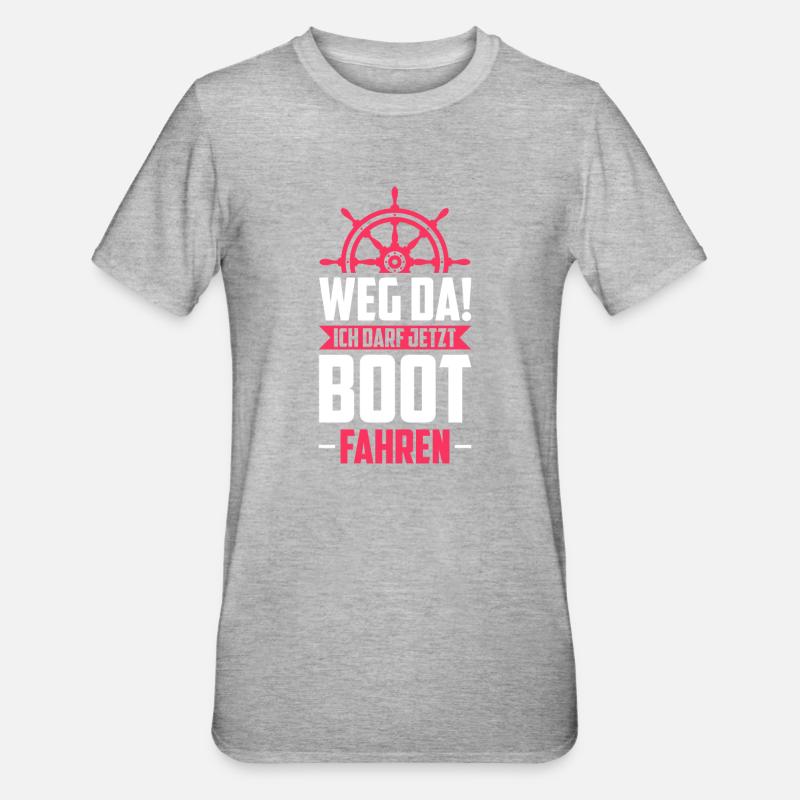 Bootsführerschein Motorboot Geschenk - Unisex Polycotton T-Shirt - Grau meliert