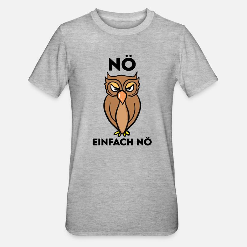 Eule Vogel Eulen Fans Geschenk - Unisex Polycotton T-Shirt - Grau meliert