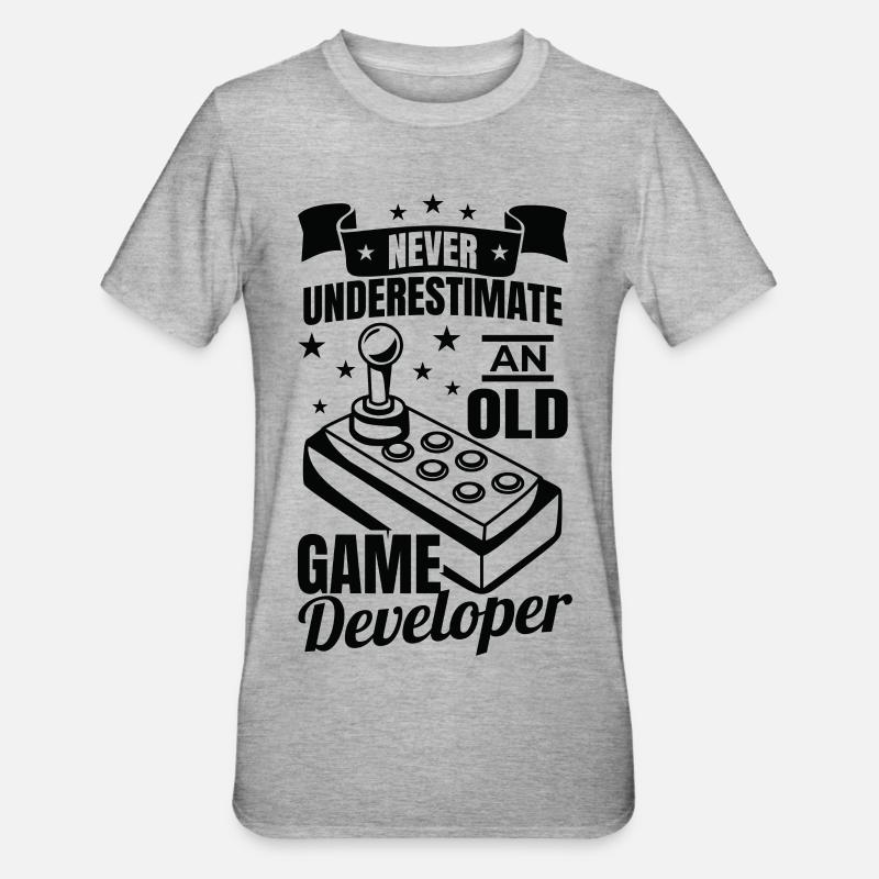 Never underestimate old game developers - Unisex Polycotton T-Shirt - heather grey