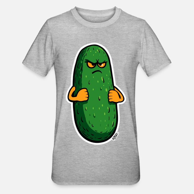 Grumpy Pickle Mascot - Unisex Polycotton T-Shirt - heather grey
