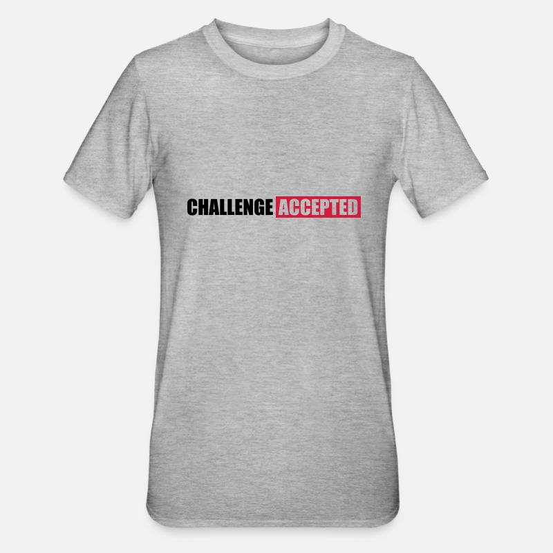 Challenge Accepted Text Design - Unisex Polycotton T-Shirt - heather grey