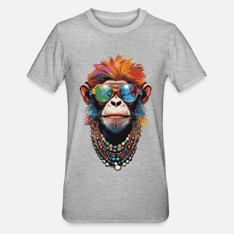 Singe coloré - T-shirt polycoton Unisexe - gris chiné