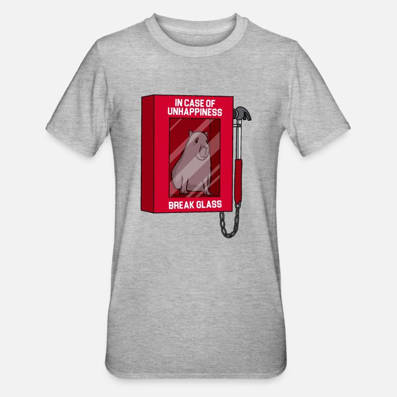 Capybara - Bei Unwohlsein Scheibe zerbrechen - Unisex Polycotton T-Shirt - Grau meliert